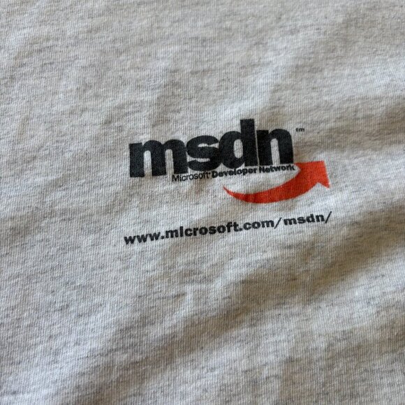 Vintage MSDN T-Shirt | XL | Tultex | Single Stitch | Heather Gray | 90s Tech Tee - Picture 2 of 7